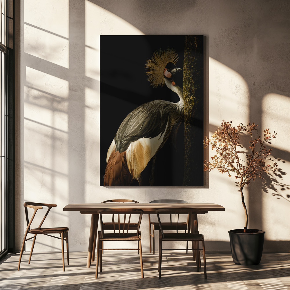 Canvas print - Grey Crowned Crane over dining table