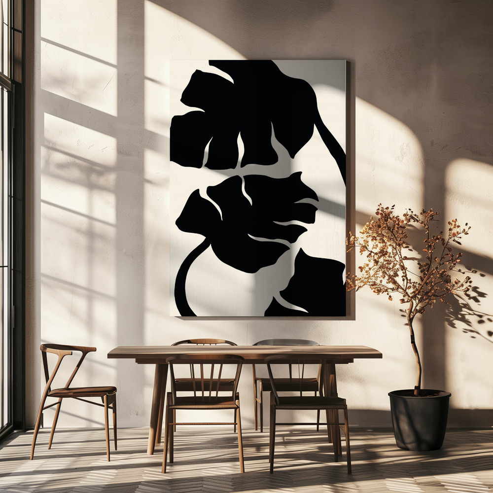 Canvas print - Monstera Black over dining table
