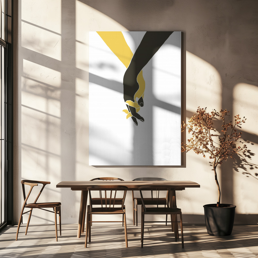 Canvas schilderi - Holding Hands boven eettafel