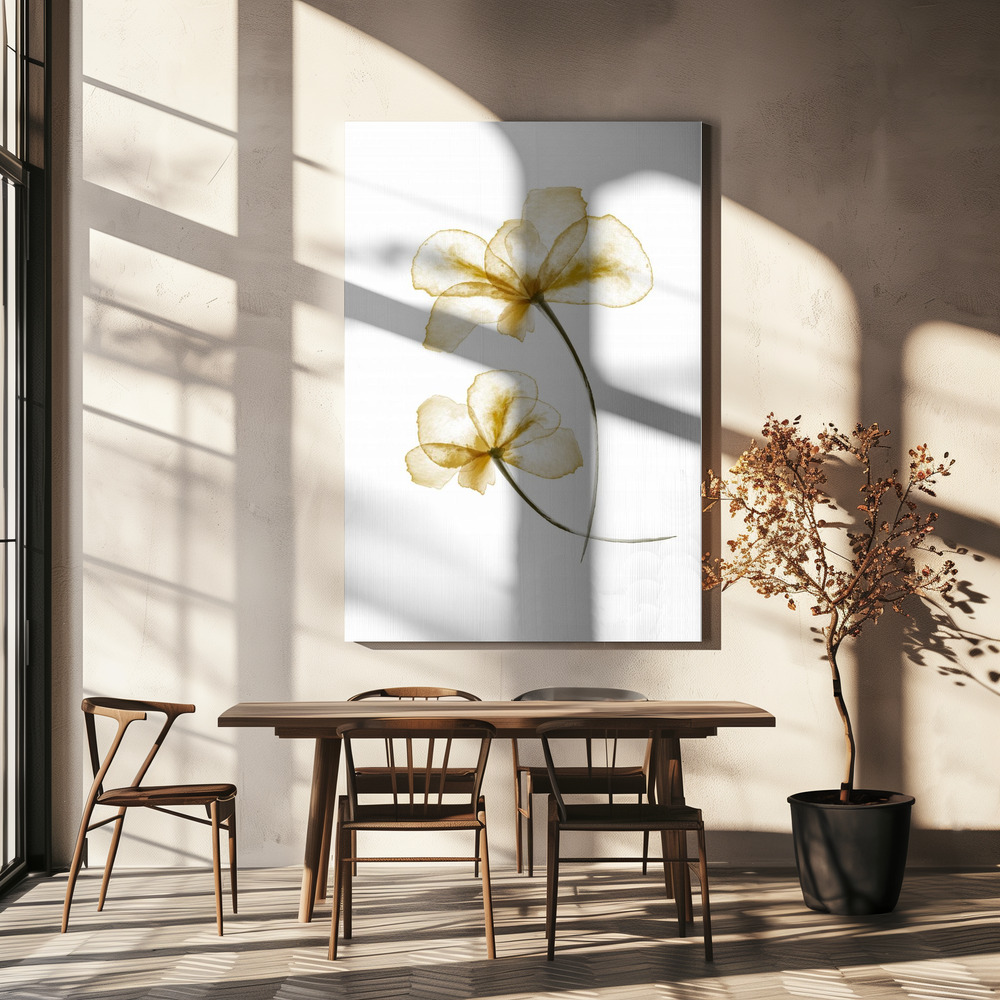 Leinwandbild - Pressed Flowers über dem Esstisch