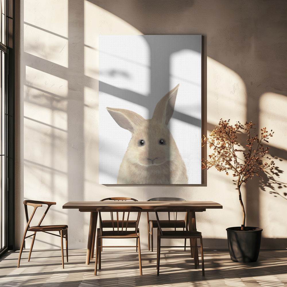 Canvas schilderi - Rabbit boven eettafel