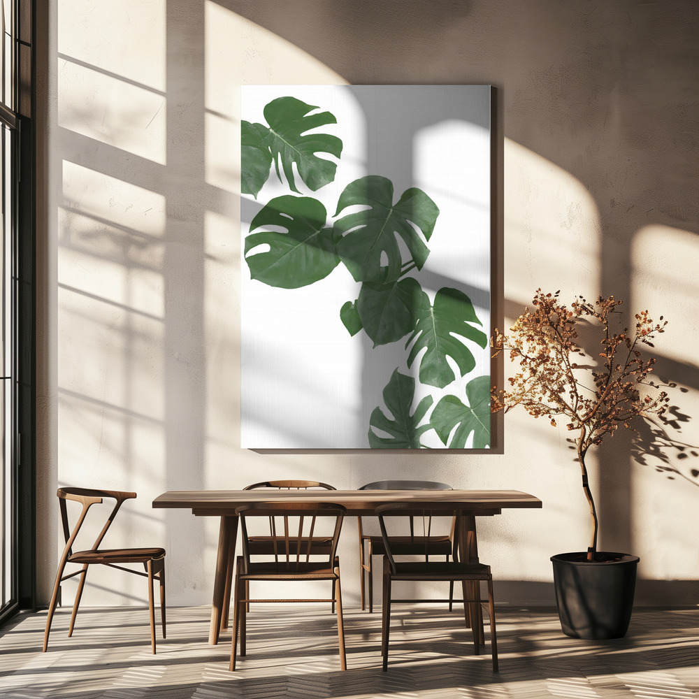 Obraz na płótnie - Monstera Aqua 02 nad stołem jadalnym