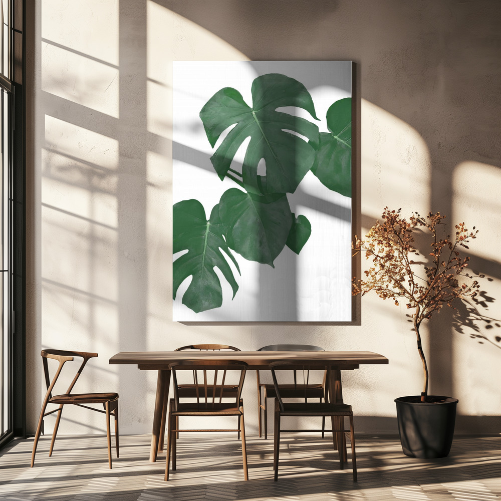 Canvas print - Monstera Aqua 01 over dining table
