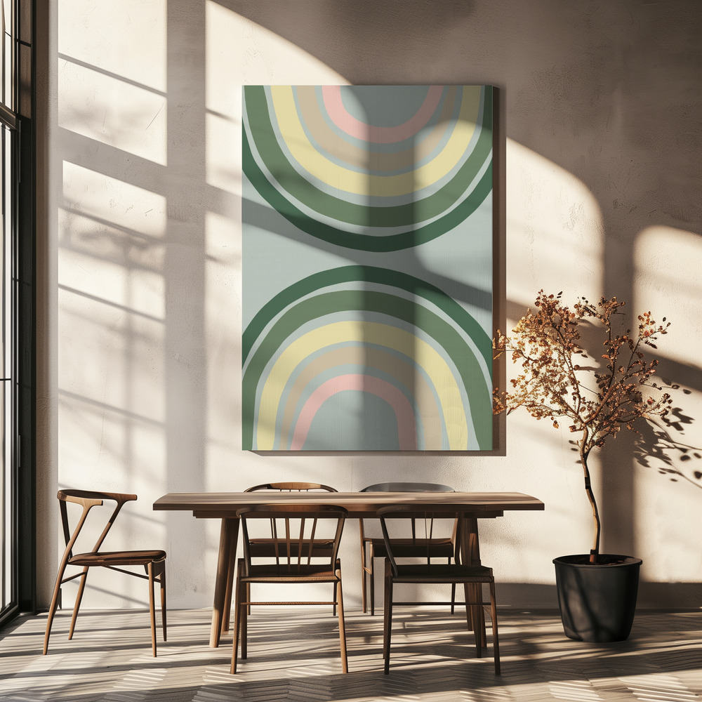 Canvas taulu - Double Rainbow Green ruokapöydän yli