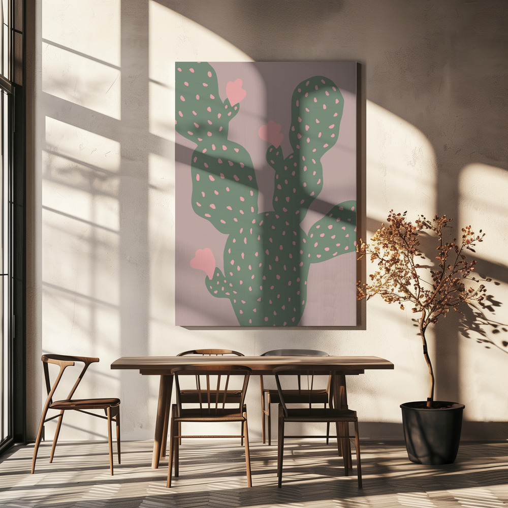 Leinwandbild - Green Cactus über dem Esstisch