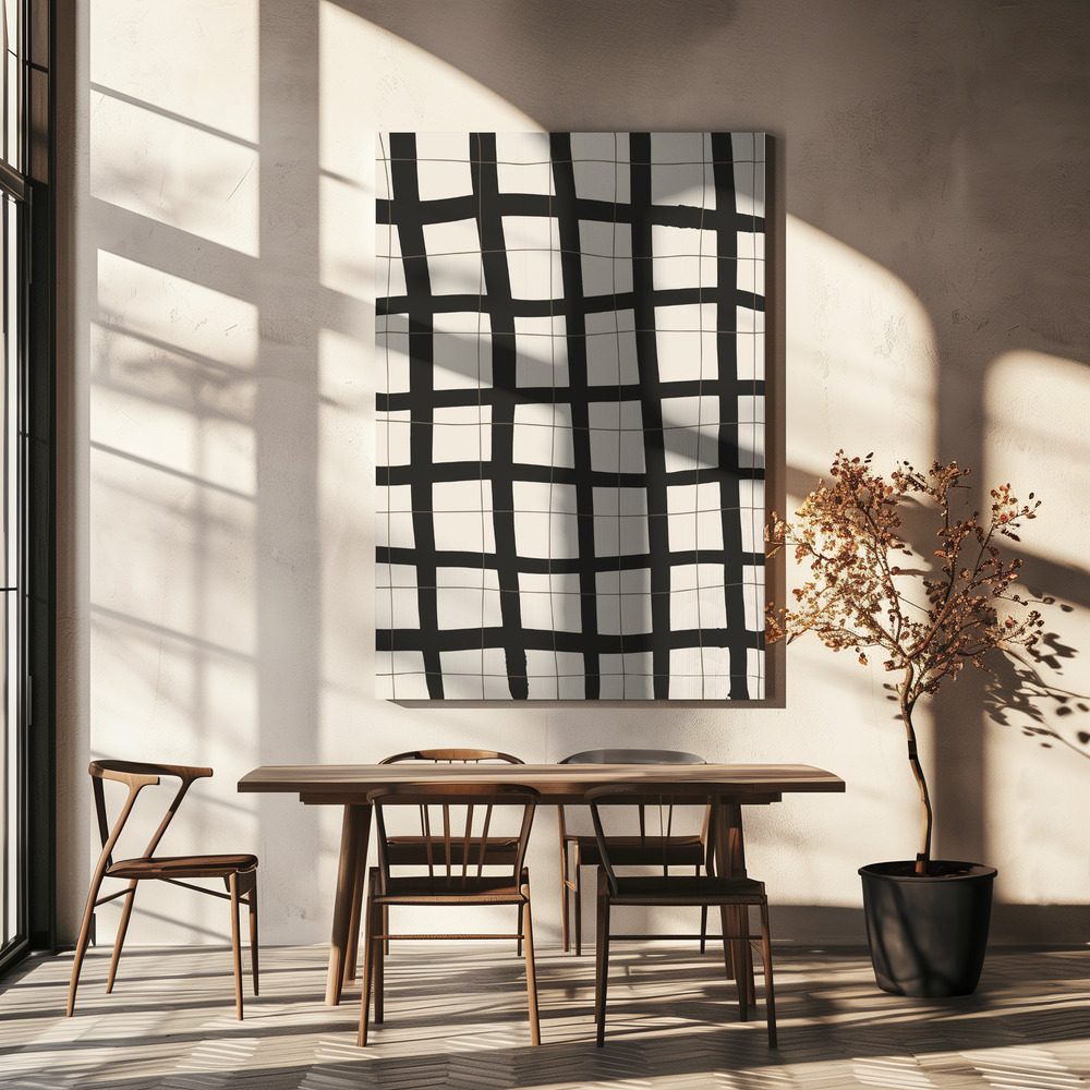 Toile - Black Grid table de salle à manger