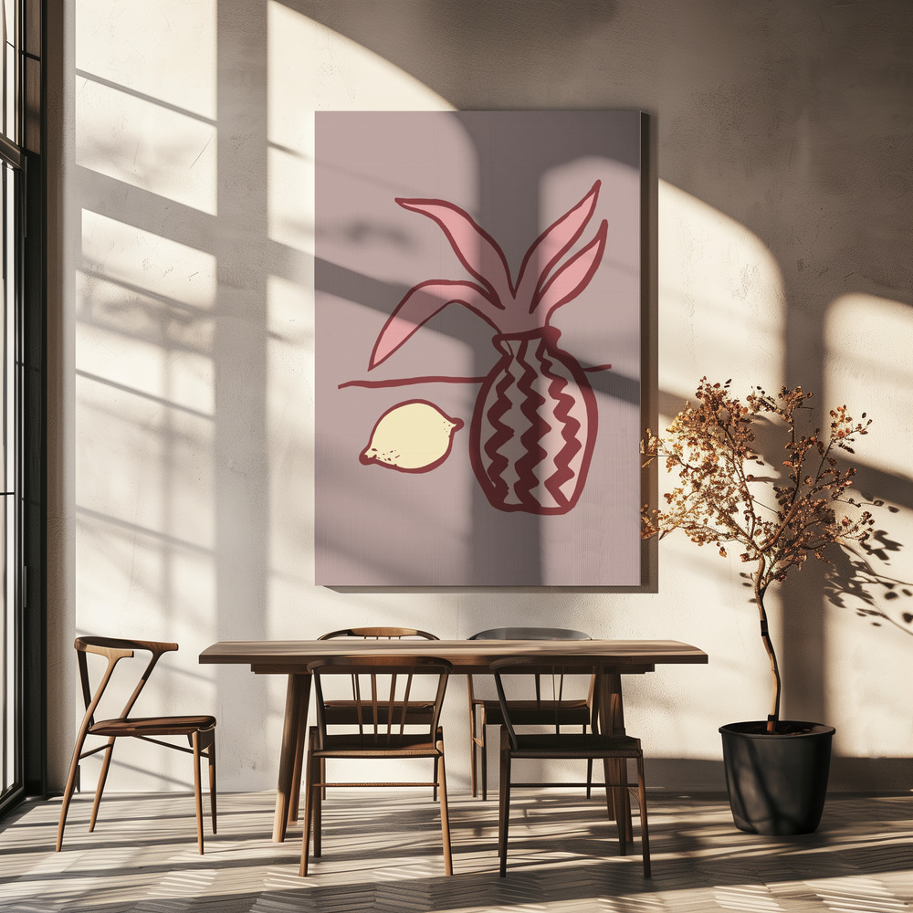 Canvas print - Pink Lemon over dining table