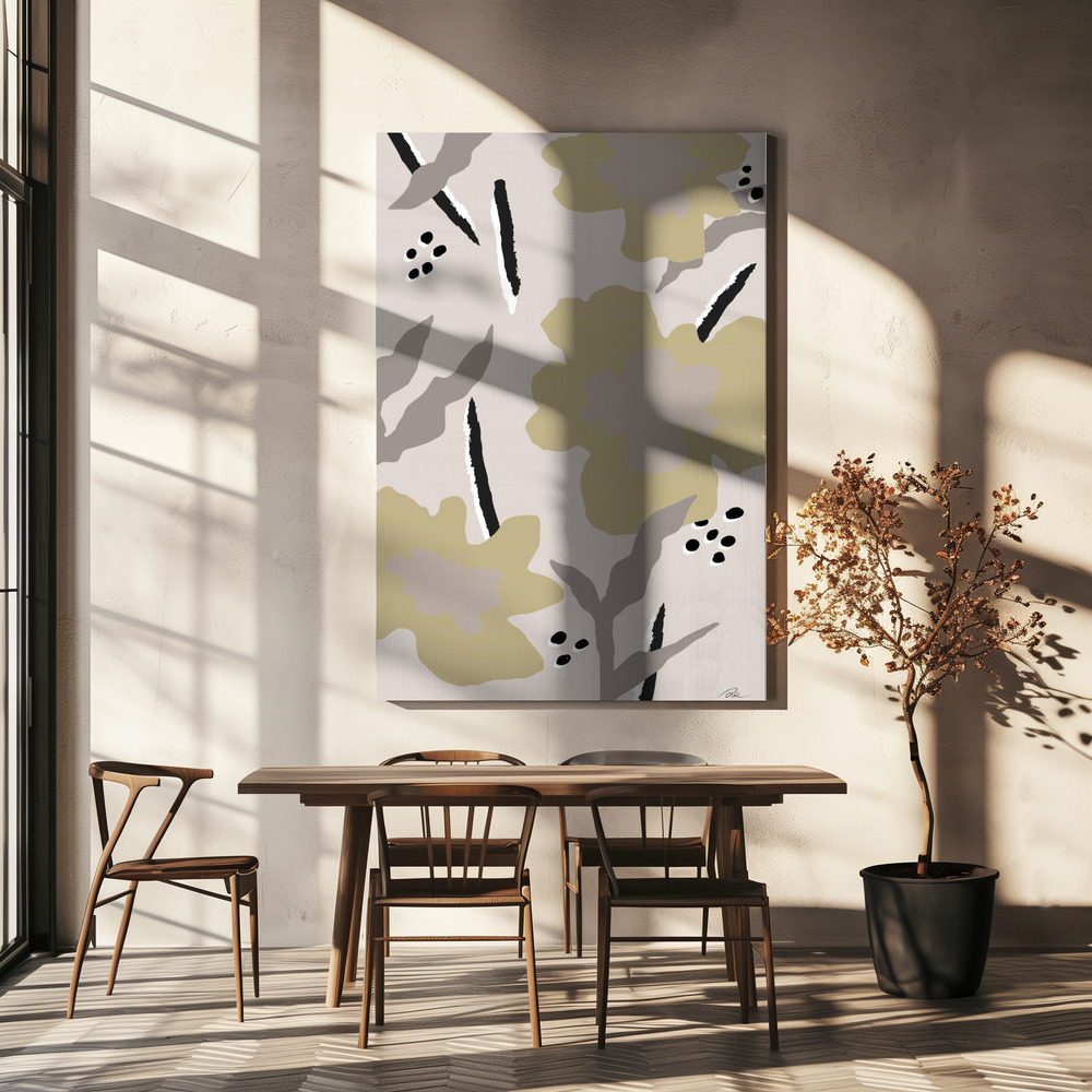 Canvas print - Beige Flowers over dining table