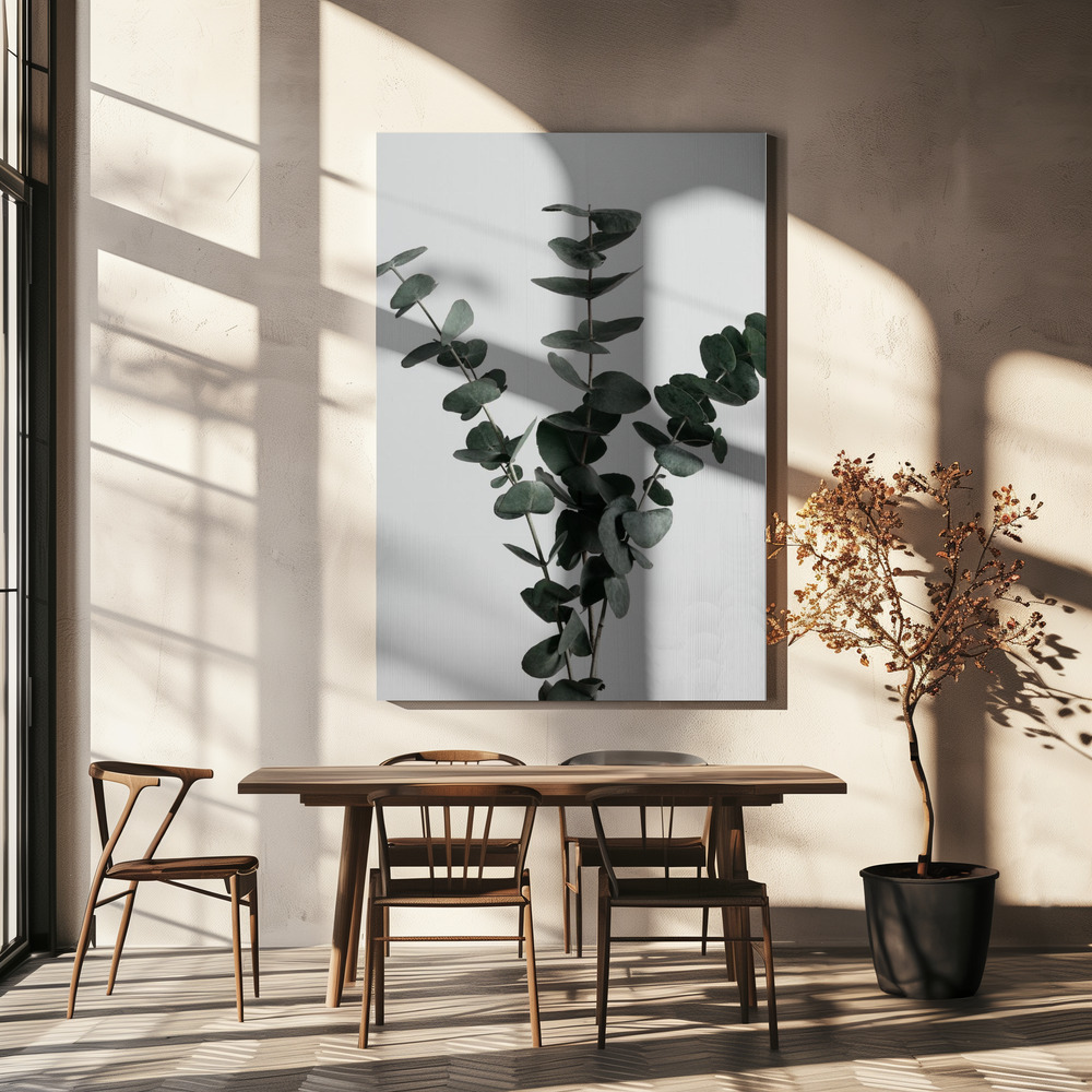 Lærred - Eucalyptus Natural 01 over spisebordet