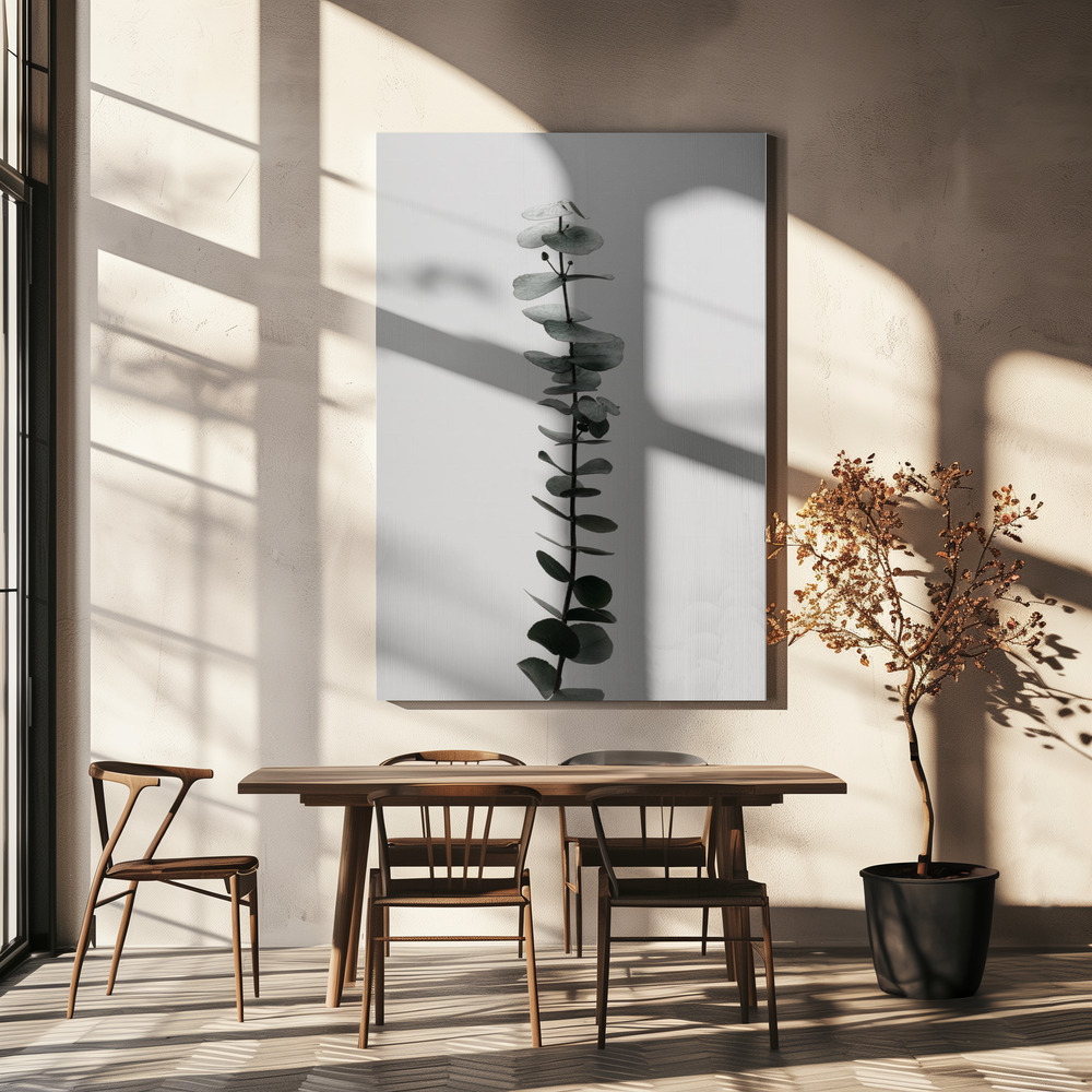 Leinwandbild - Eucalyptus Natural 02 über dem Esstisch
