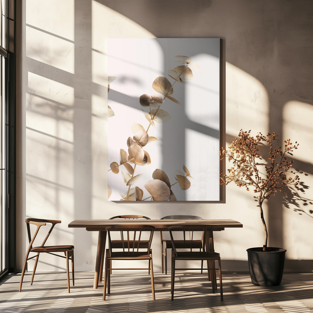 Canvas print - Eucalyptus Gold No 03 over dining table