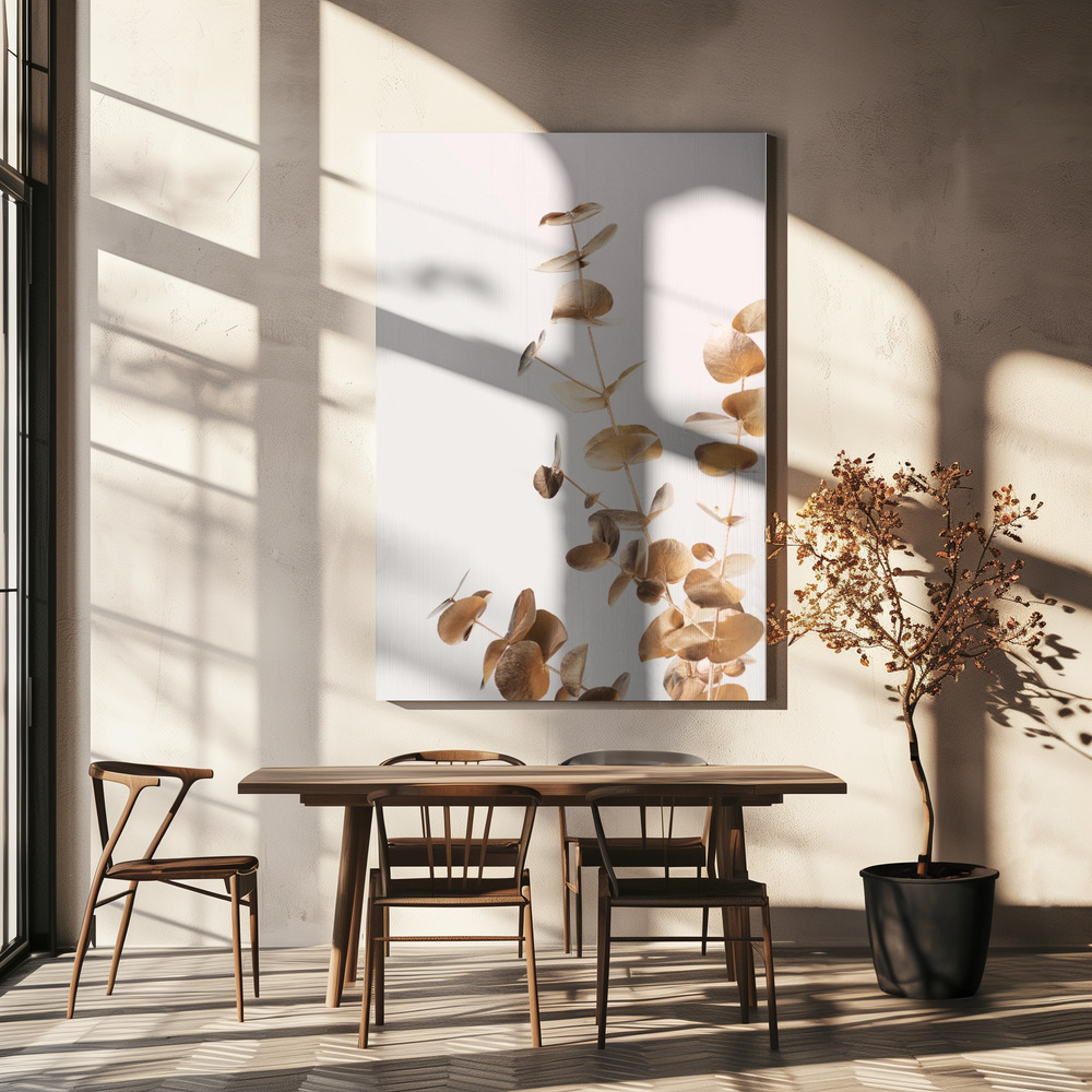 Canvas print - Eucalyptus Gold No 05 over dining table