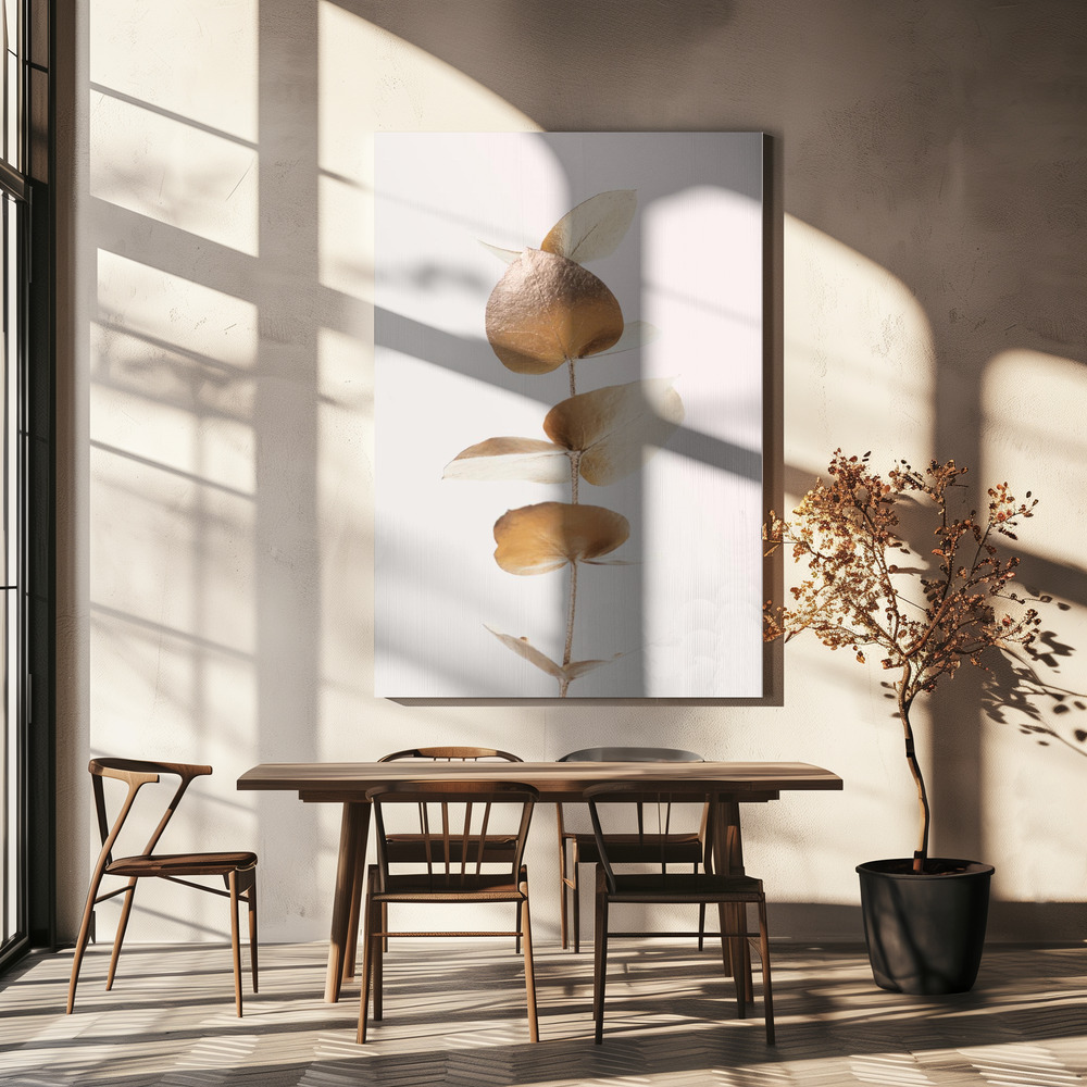Canvas print - Eucalyptus Gold No 06 over dining table