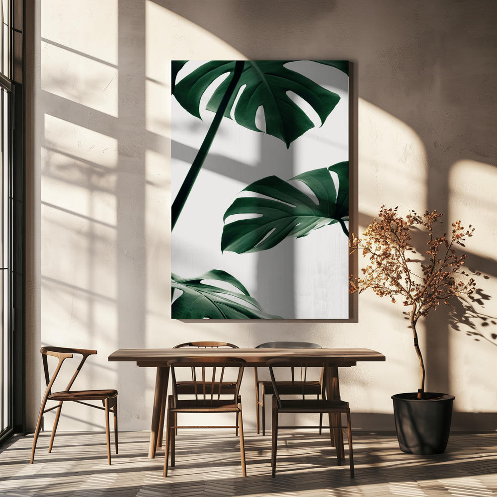 Canvas taulu - Monstera Natural 13 ruokapöydän yli