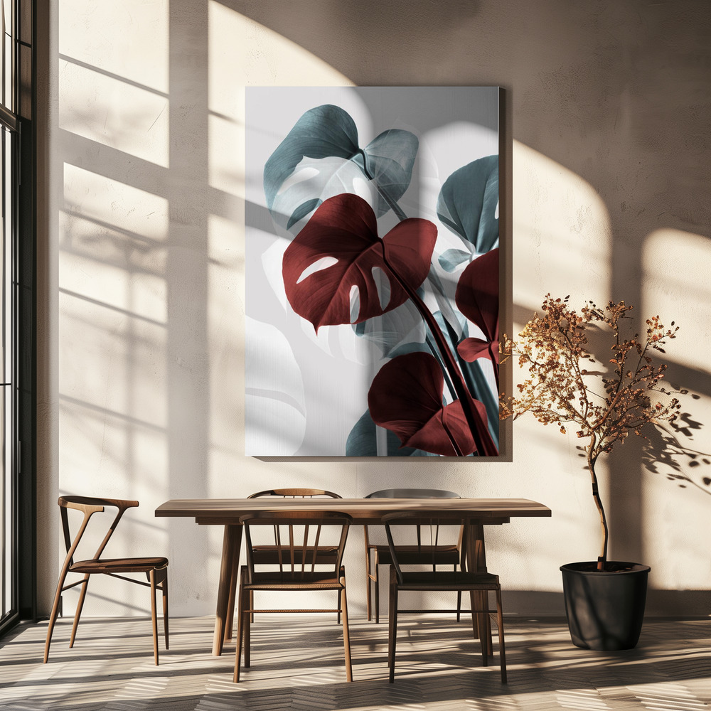 Canvas print - Monstera Creative 15 over dining table