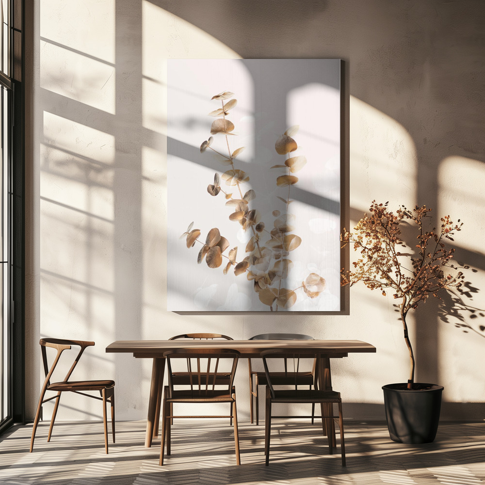 Lærred - Eucalyptus Creative Gold 03 over spisebordet