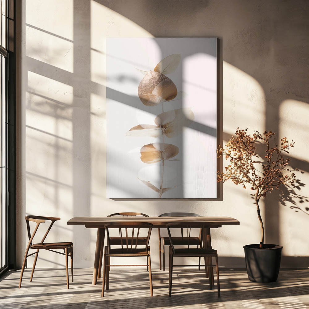 Canvas print - Eucalyptus Creative Gold 04 over dining table