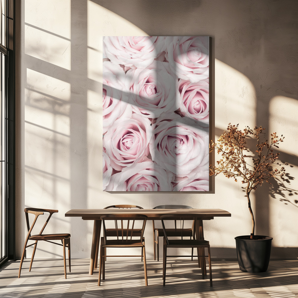 Canvas print - Pink Roses No 03 over dining table
