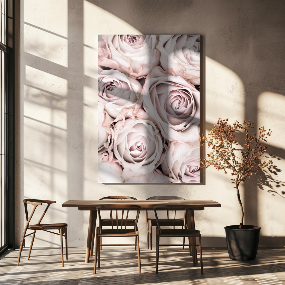 Canvas print - Pink Roses No 01 over dining table
