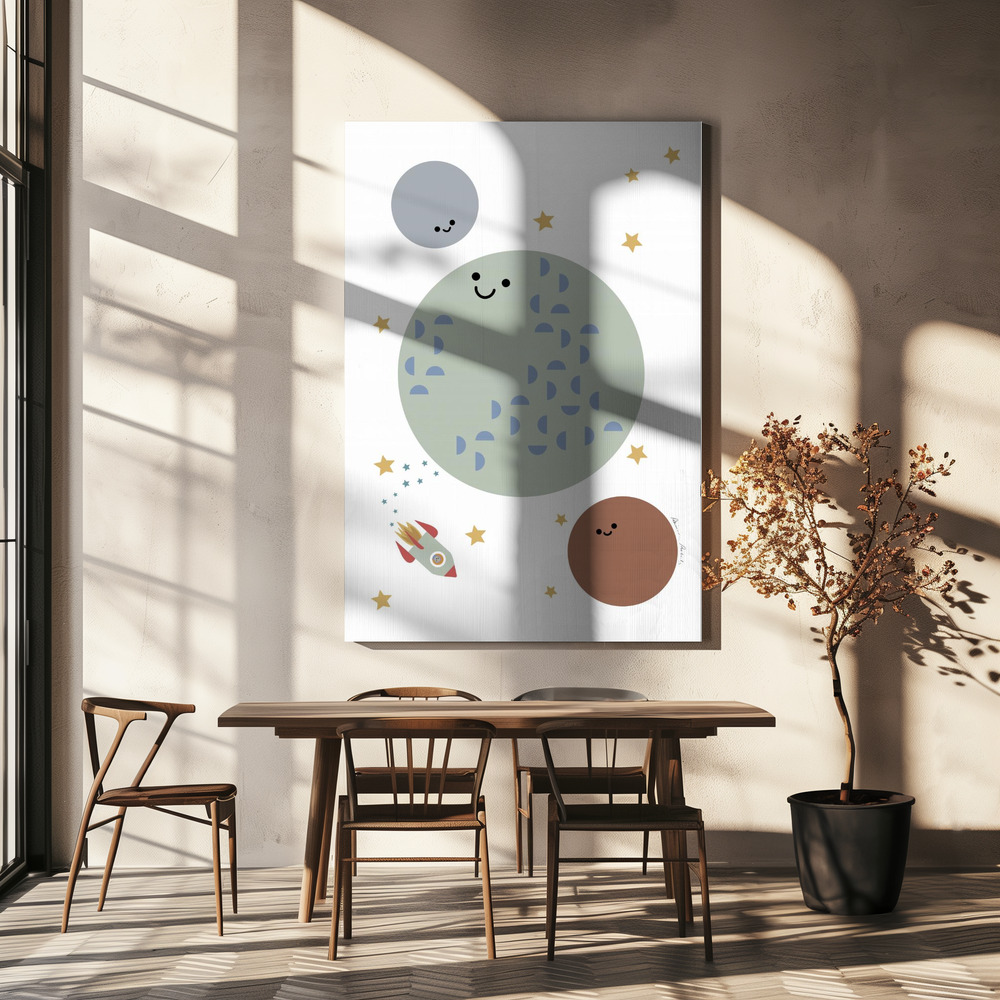 Canvas schilderi - Solar Earth Moon boven eettafel