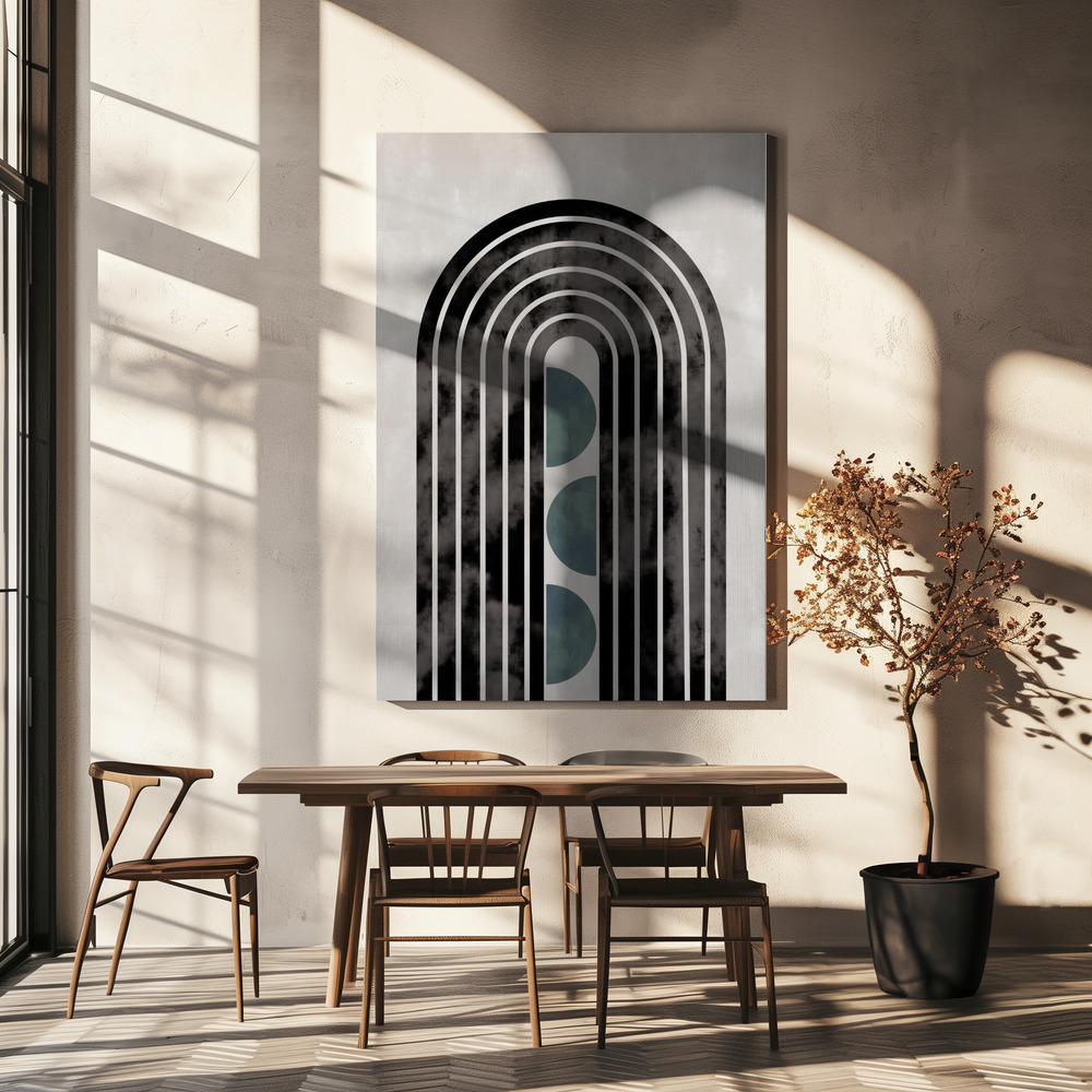 Leinwandbild - Arch Capsule Green über dem Esstisch