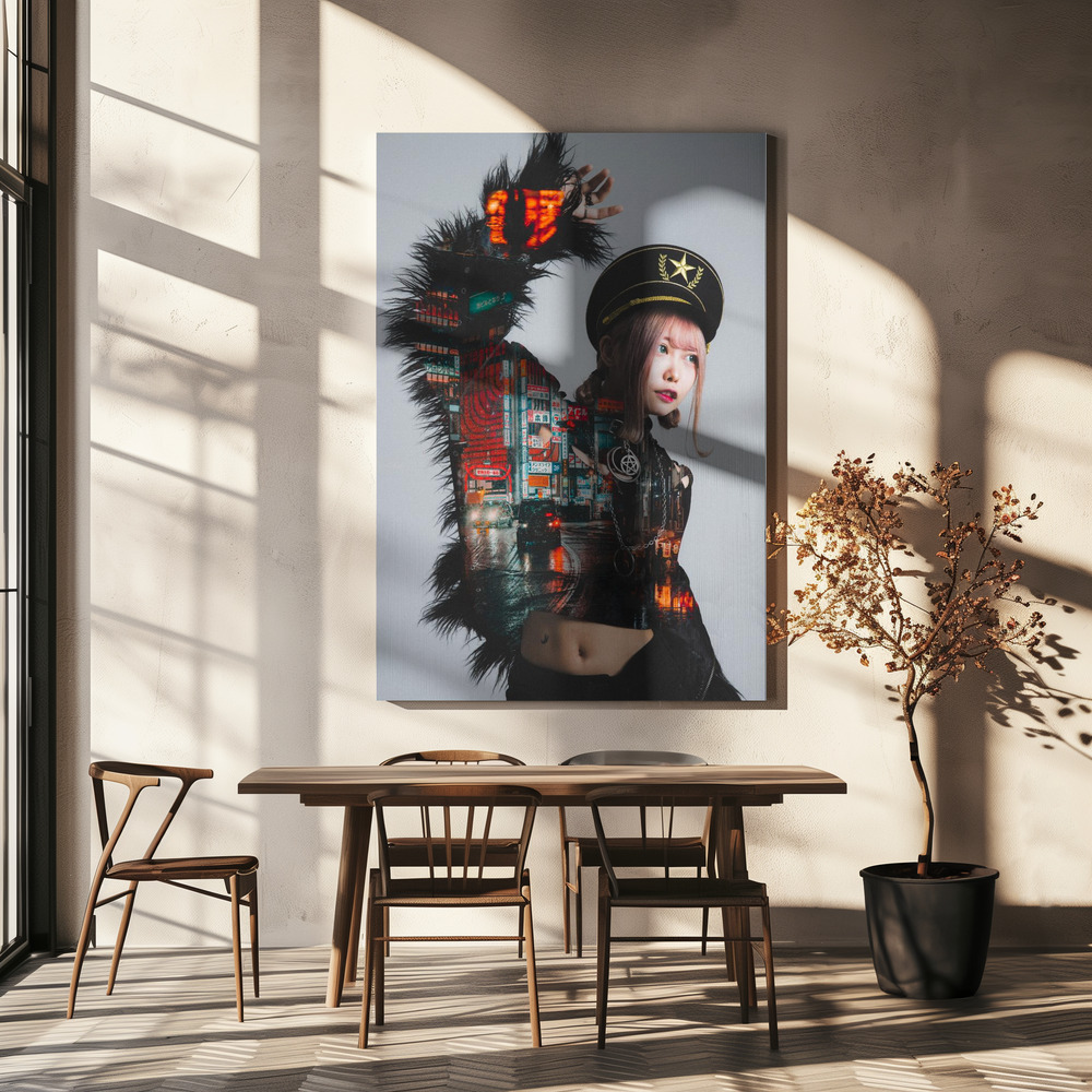 Canvas print - Living with the night over dining table