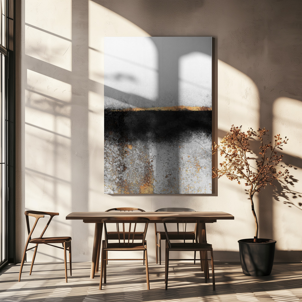 Leinwandbild - Soot And Gold über dem Esstisch
