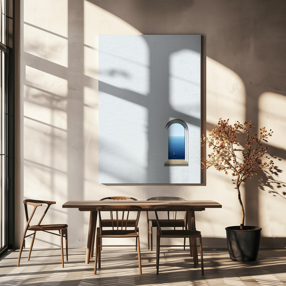 Canvas schilderi - Ocean view white boven eettafel