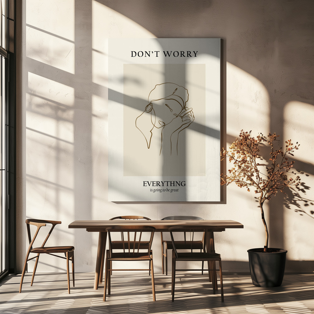 Canvas print - Modern line portrait over dining table