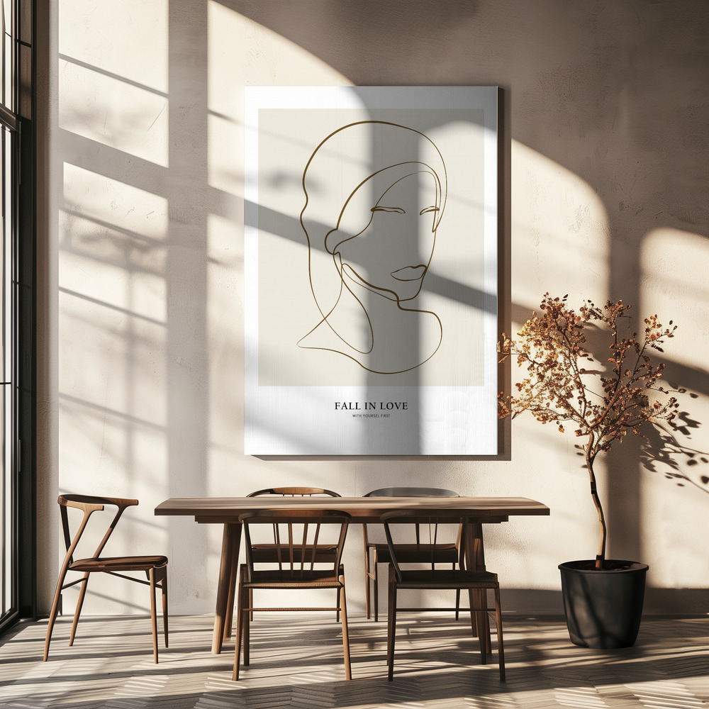 Canvas print - Woman portrait over dining table