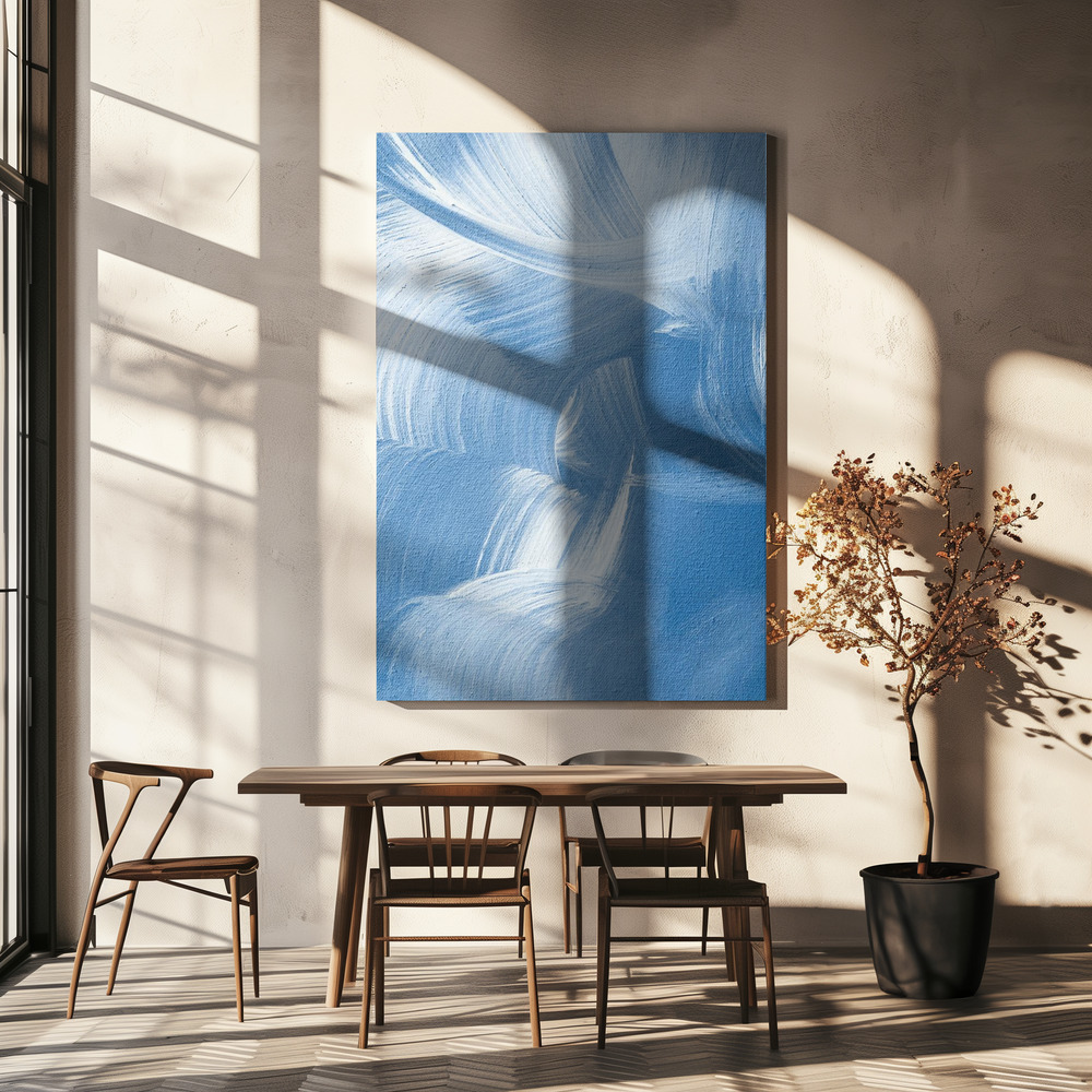 Lienzo - Acrylic Waves No 1 sobre la mesa del comedor