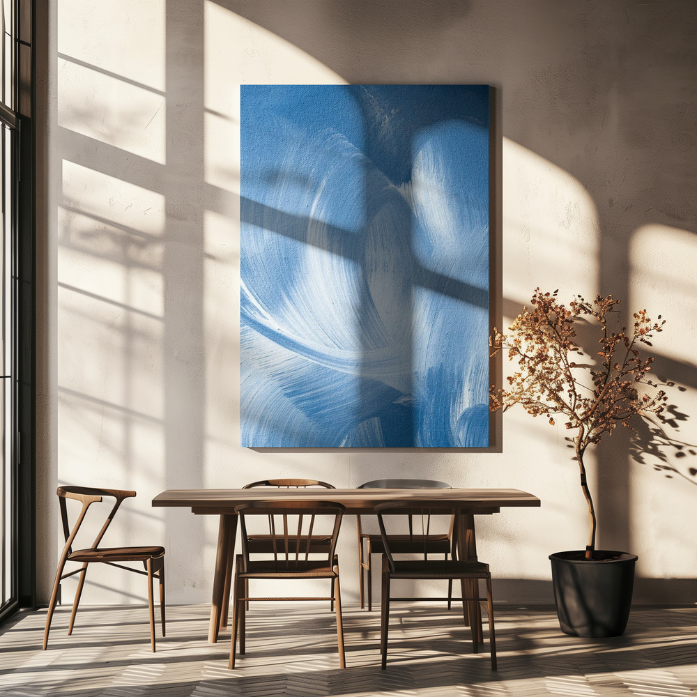 Lienzo - Acrylic Waves No 2 sobre la mesa del comedor