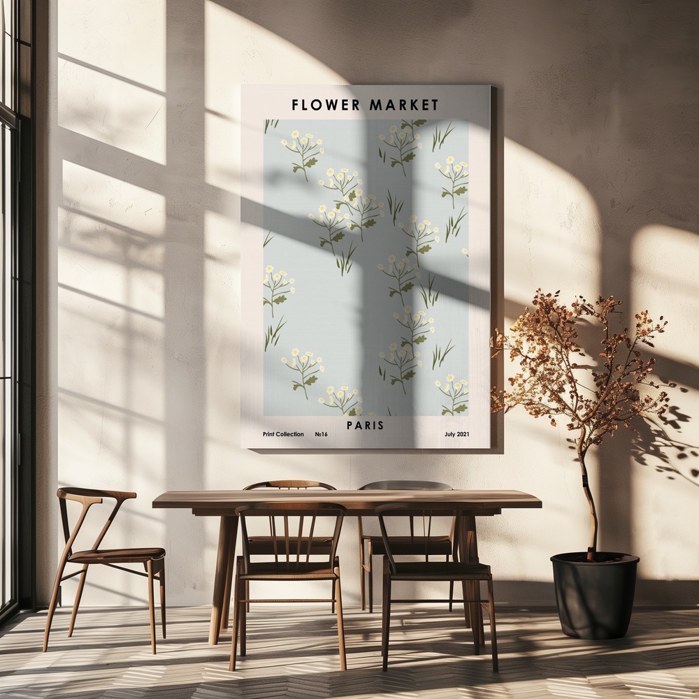Canvas schilderi - Flower Market Paris boven eettafel