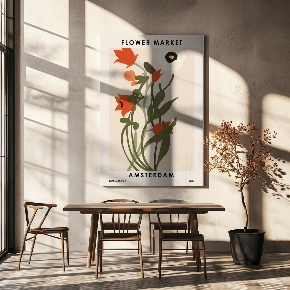 Canvas print - Flower Market Amsterdam over dining table
