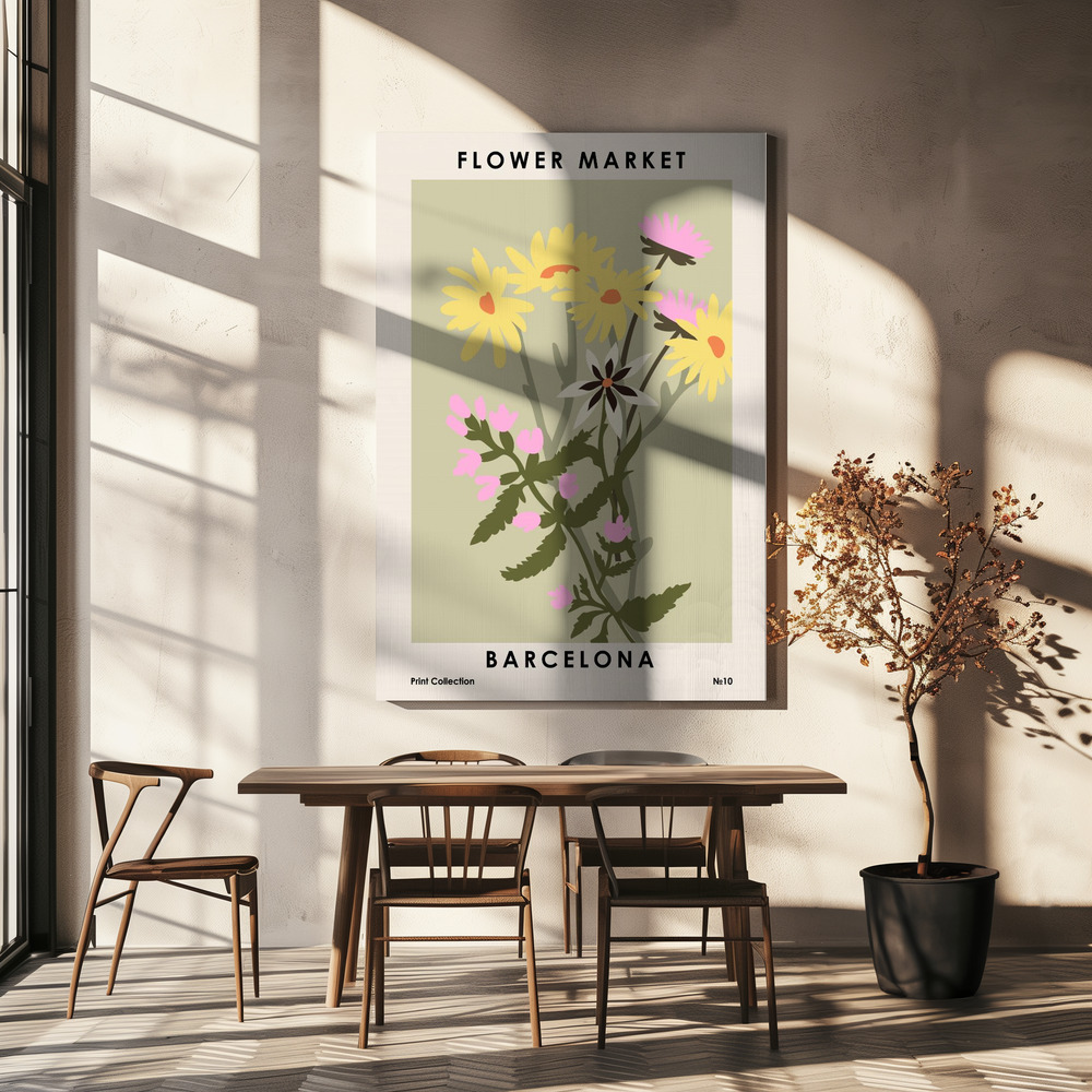 Canvas schilderi - Flower Market Barcelona boven eettafel