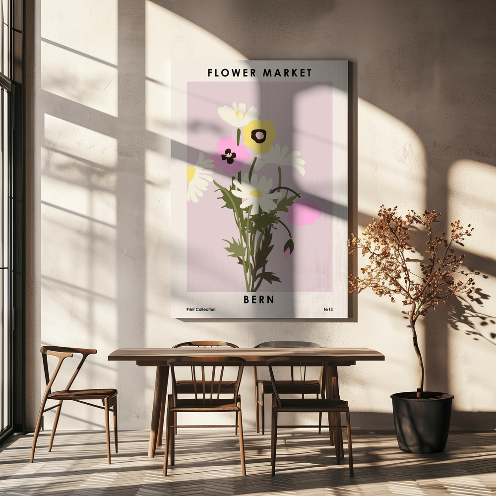 Canvas print - Flower Market Bern over dining table
