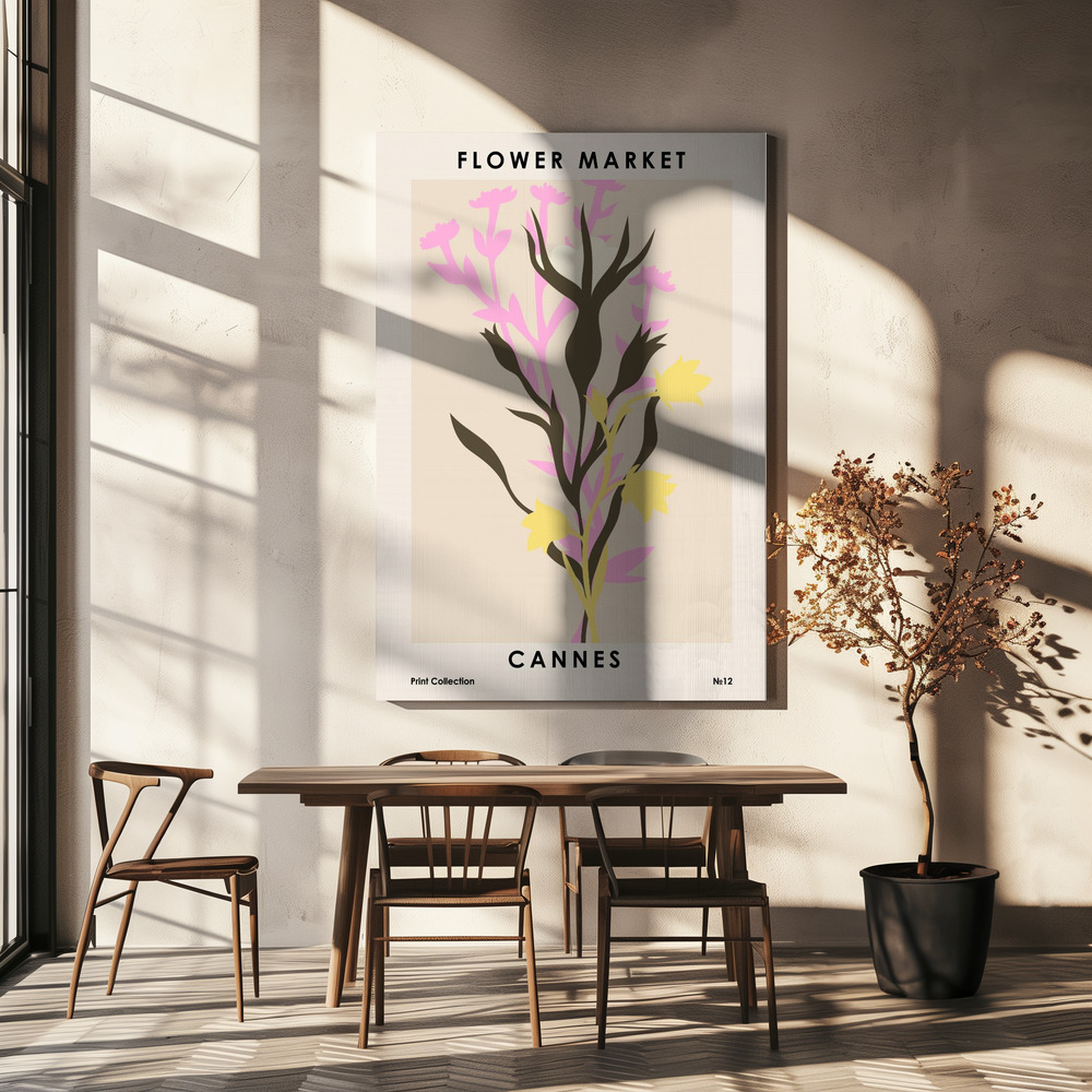 Lærred - Flower Market Cannes over spisebordet