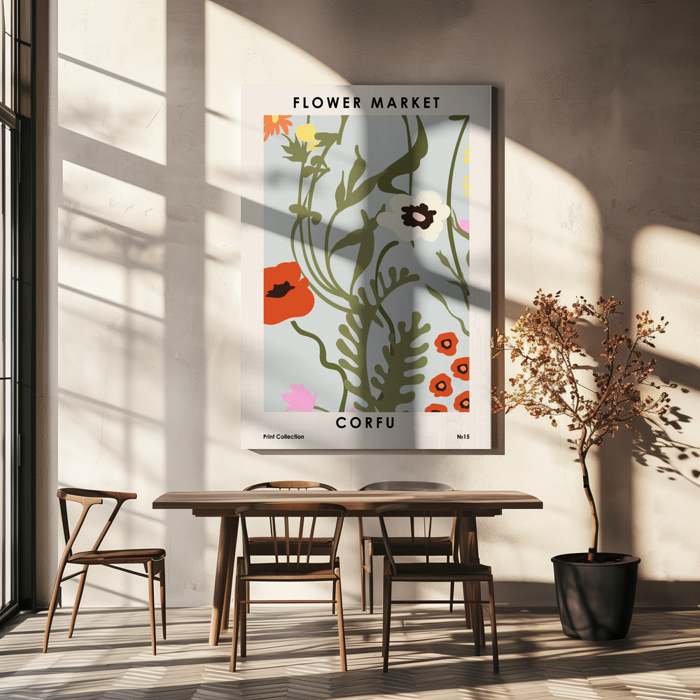 Canvas print - Flower Market Corfu over dining table