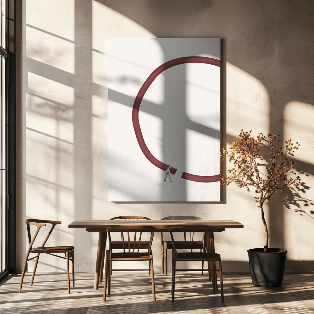 Lienzo - Let's reconnect sobre la mesa del comedor