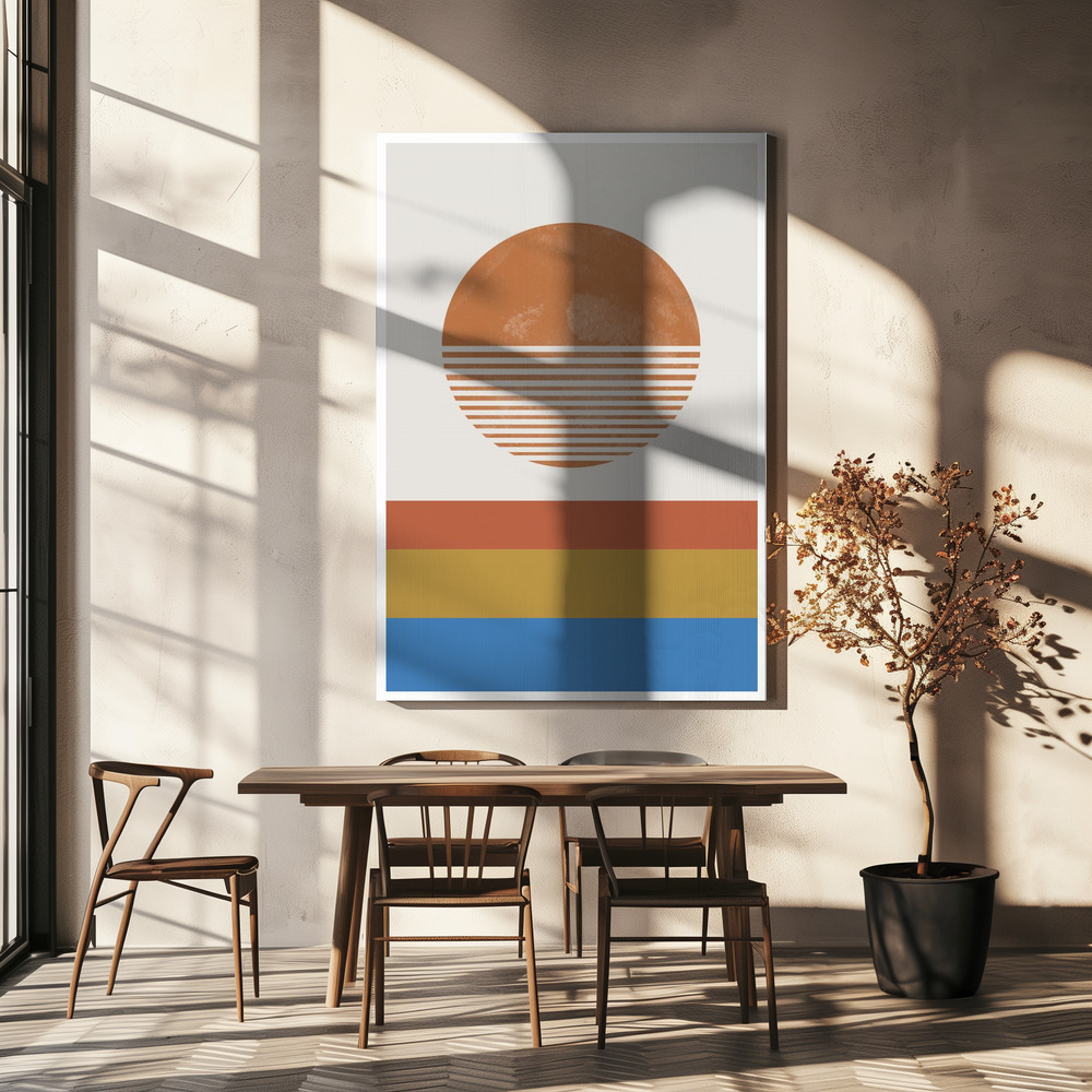 Canvas schilderi - Retro Landscape boven eettafel