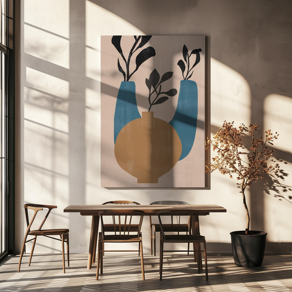 Lienzo - Vases No7. sobre la mesa del comedor