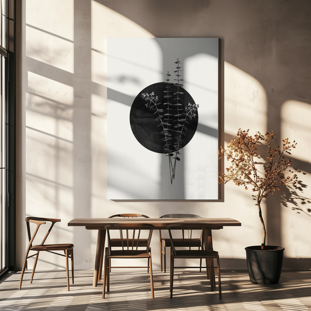 Canvas print - Plant and Black Sun over dining table