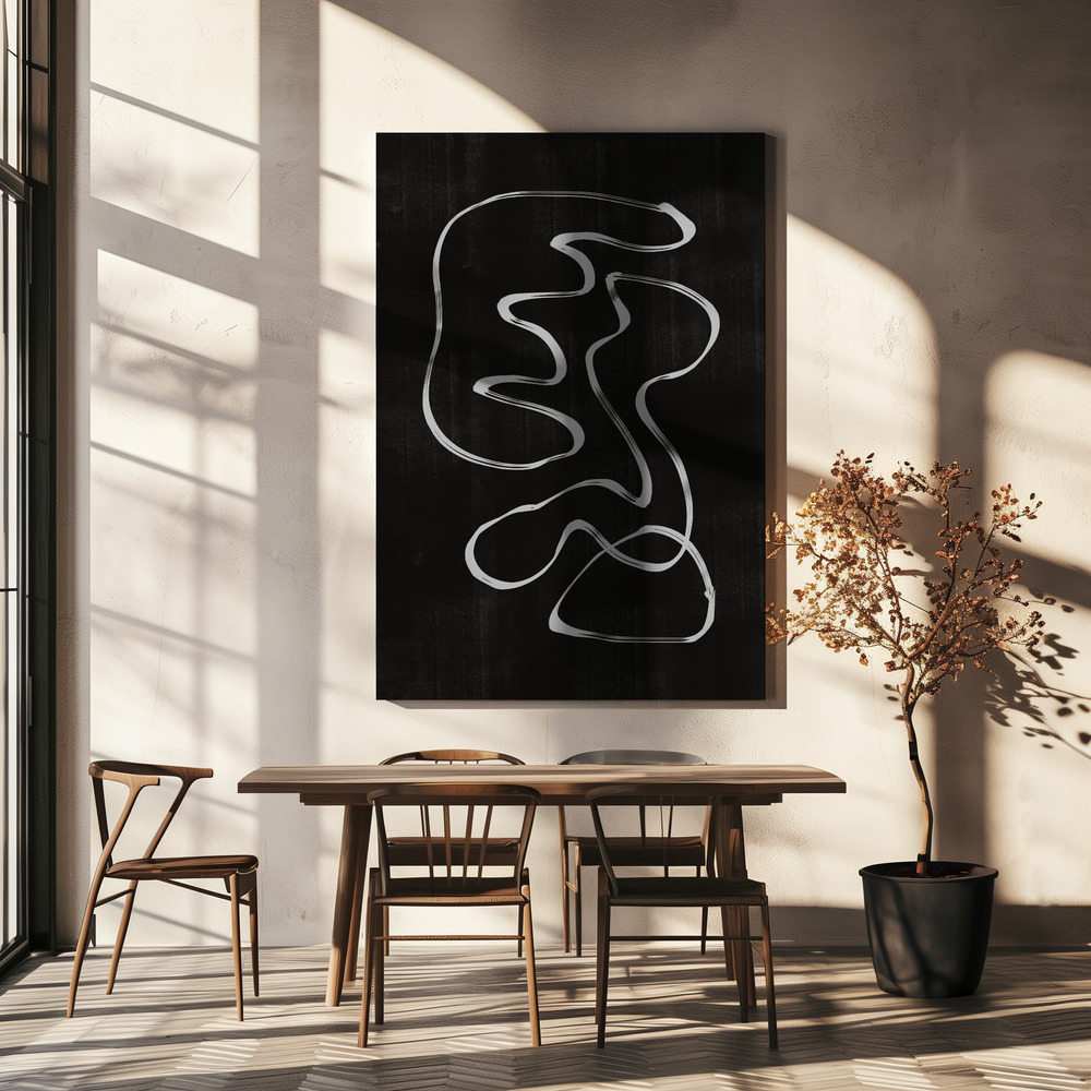 Lienzo - Abstract Line No3. sobre la mesa del comedor