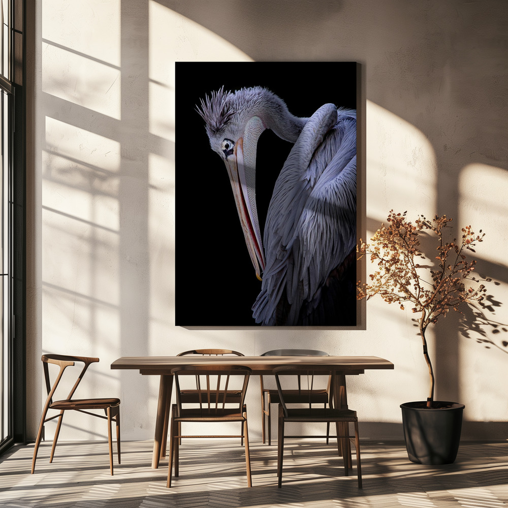 Canvas taulu - Pensive Pelican ruokapöydän yli