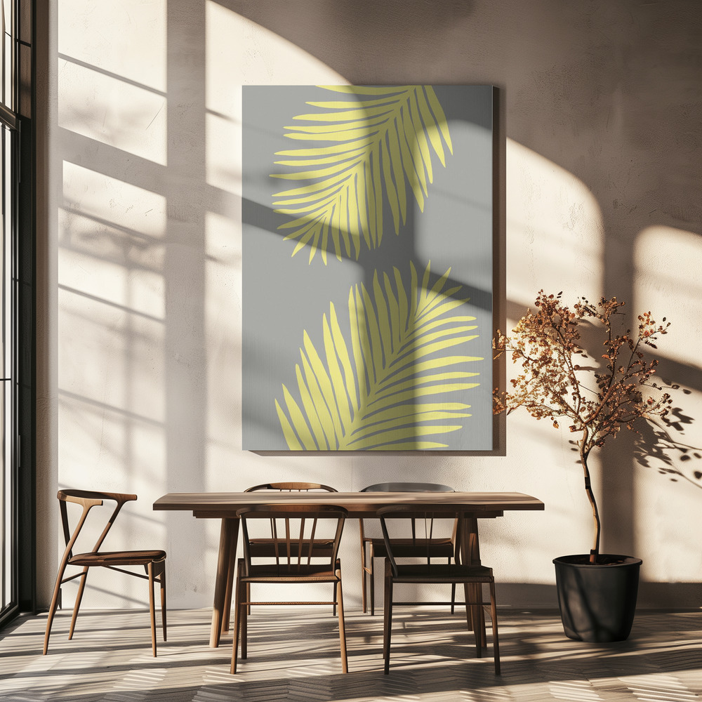 Toile - Palm Leaf Yellow table de salle à manger