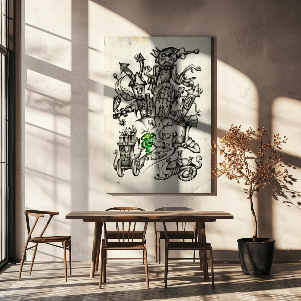 Canvas print - A gray mushroom cabbie No. 2 over dining table