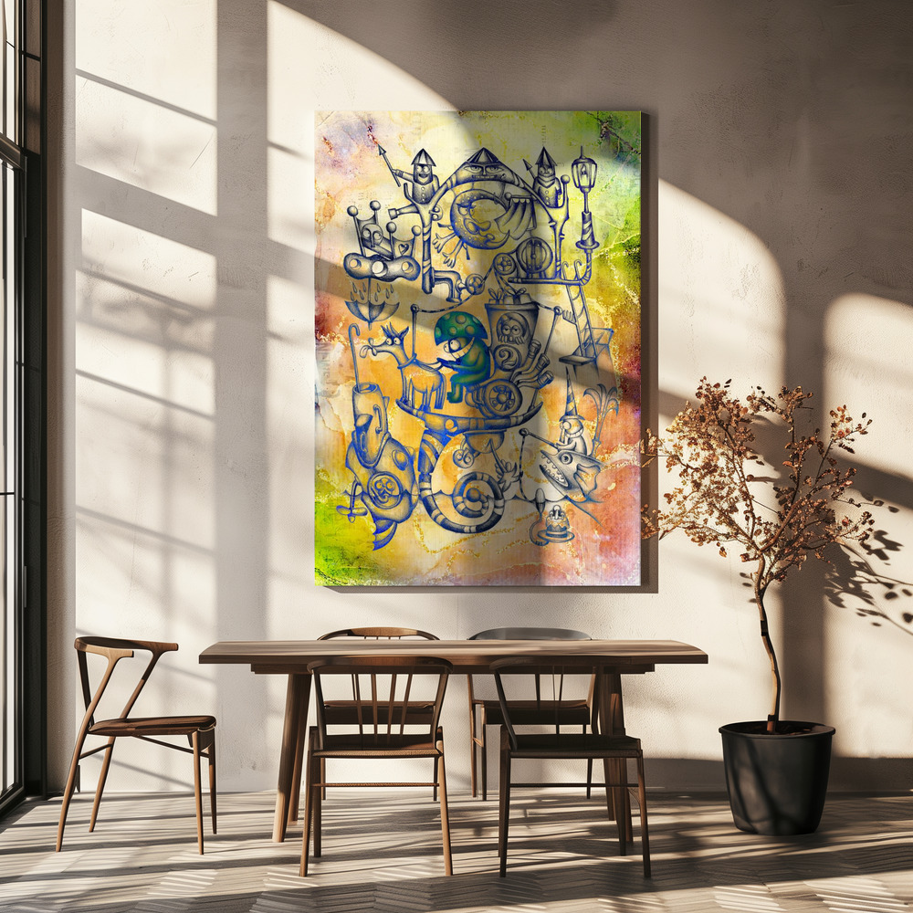 Canvas print - A gray mushroom cabbie No. 3 over dining table