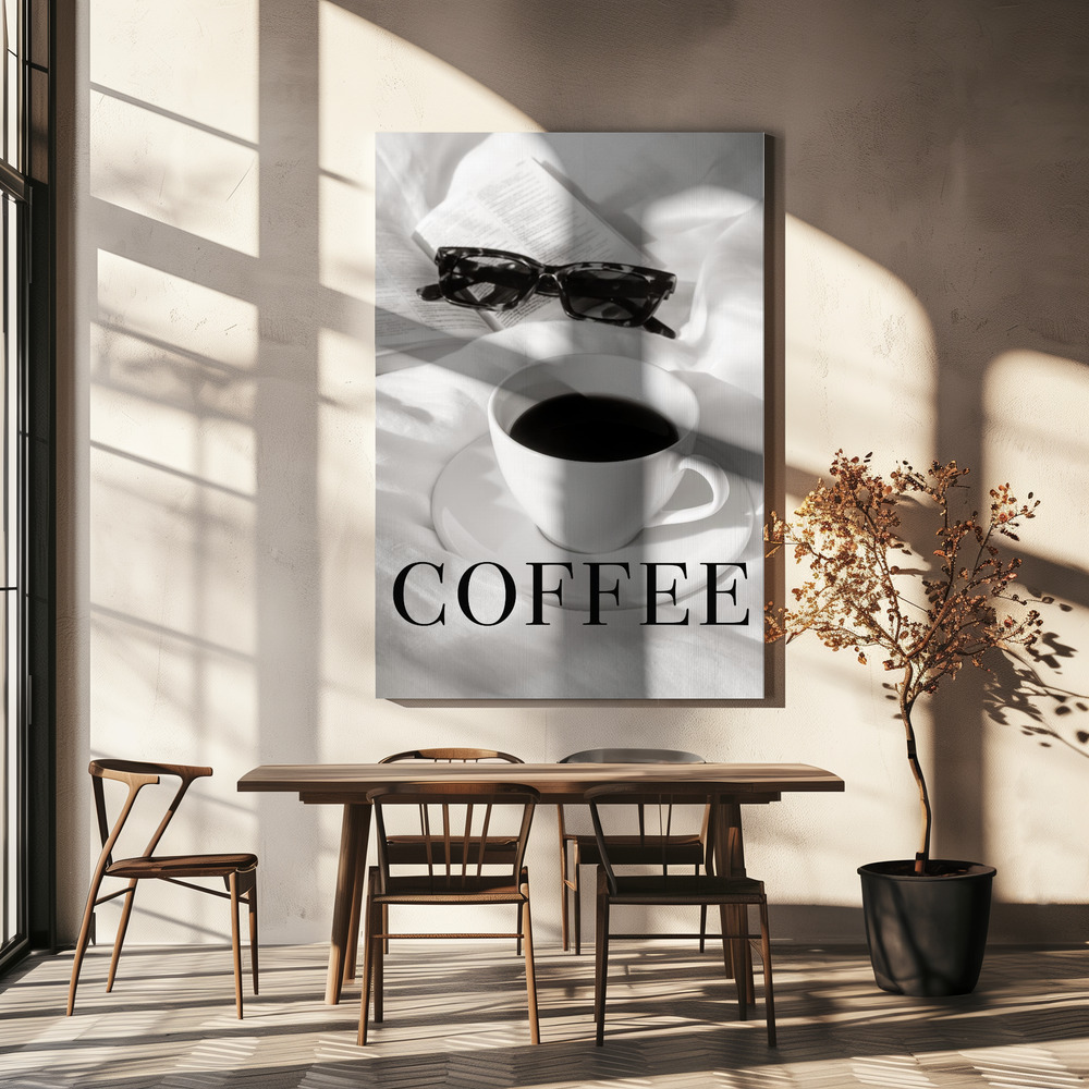 Lærred - Coffee in Bed over spisebordet