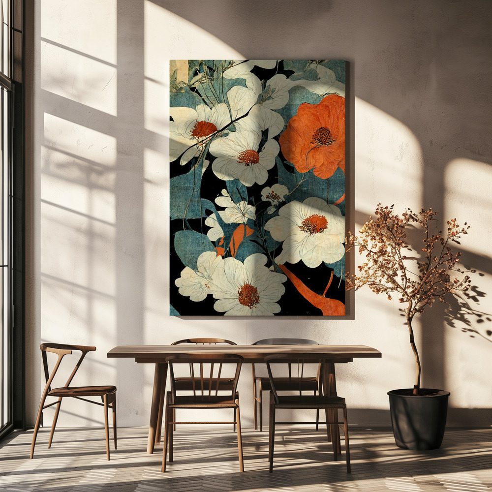 Canvas print - Asian Flowers over dining table