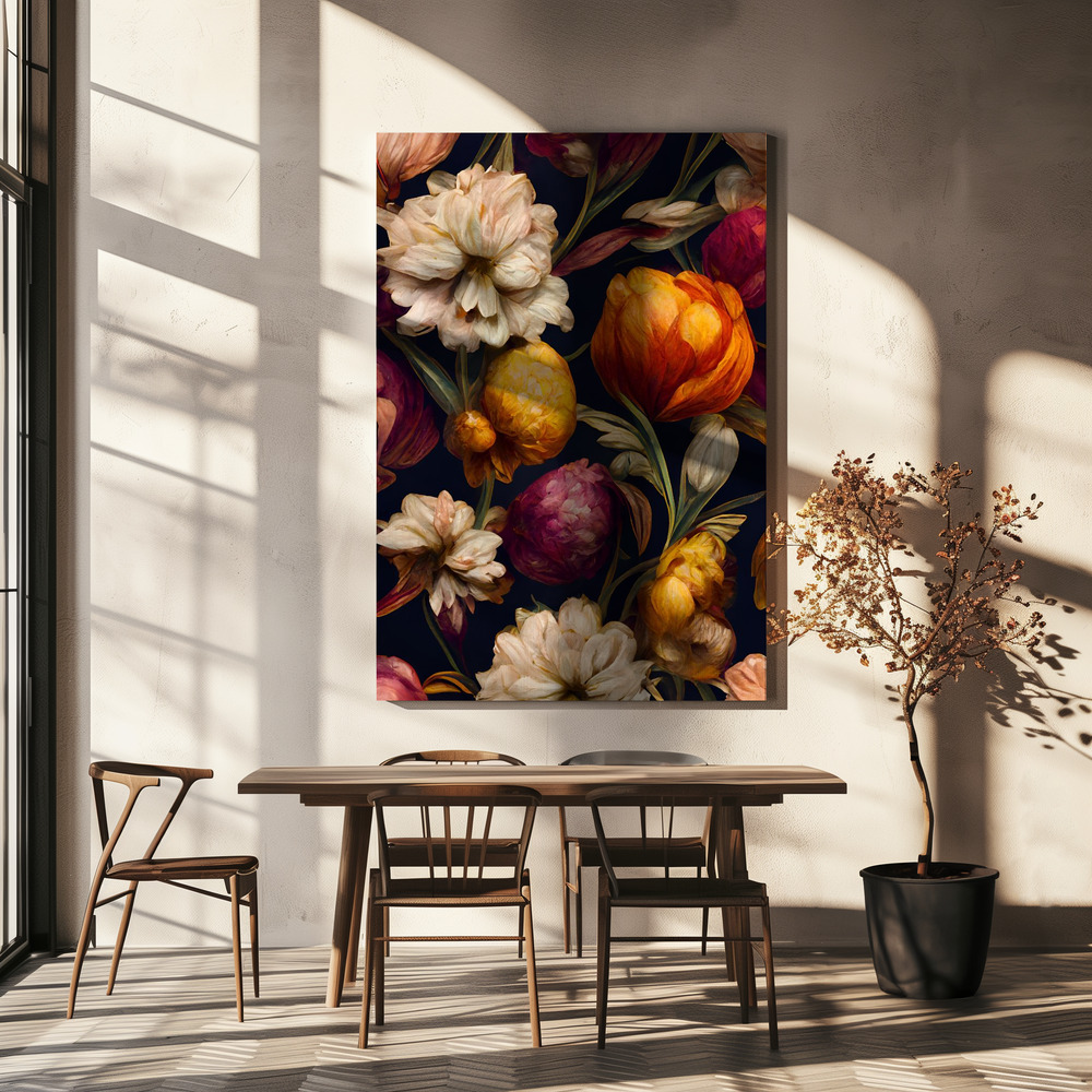 Canvas print - Romantic Flowers over dining table